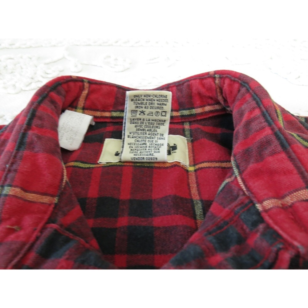 Eddie Bauer Legends Men's Small Heavy Flannel Long Sleeve Red Plaid Shirt Button - Picture 3 of 6